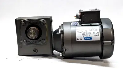 110047.00,HF72150KB5HP16 | Leeson 110047.00 Electric Motor w/ Boston Gear HF721-50K-B5-HP-16 Speed Reducer - Used