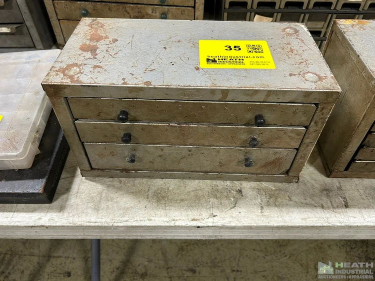 Used _UNKNOWN_ HUOT DRILL CABINET WITH LARGE QTY OF DRILL BITS Drills Illinois US | Heath Industrial Auction Services #1549710