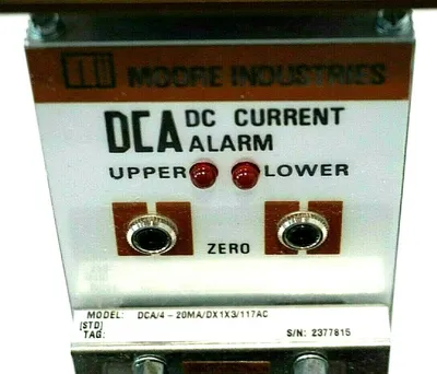 NEW MOORE INDUSTRIES DCA/4-20MA/DX1X3/117AC DC CURRENT ALARM DCA420MADX1X3117AC