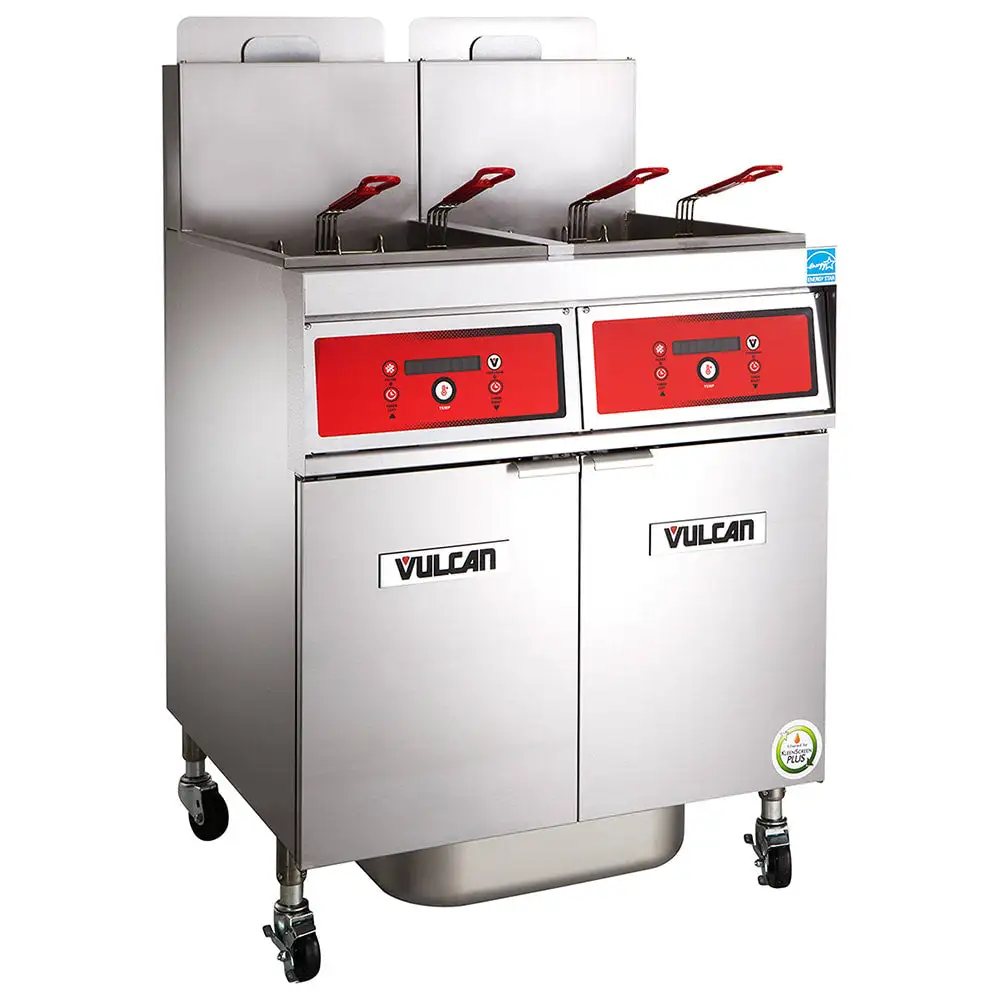 Vulcan 4VK65DF Gas Fryer - (4) 70 Lb Vats, Floor Model, Natural Gas