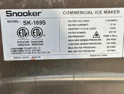 Snooker Ice Machine 160LBS/24HRS Capacity