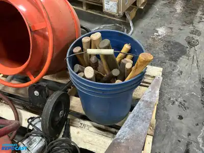 Skid Lot of Tools Including Hammer Handles, Skil Drill, Milwaukee Drill, Rocket Omega Bead...