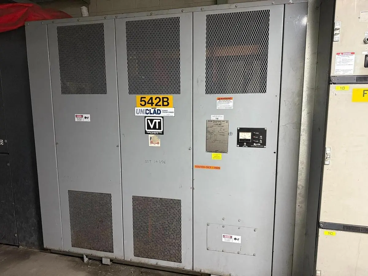 Virginia 1500 kVA 13800 Delta to 600Y 3PH Dry Type Transformer Copper Windings
