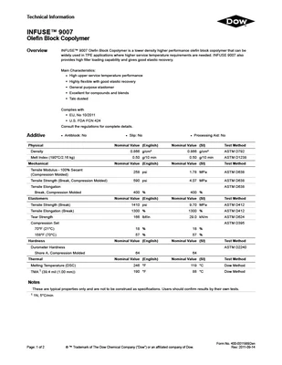 Infuse 9007 Olefin Block Copolymer (OBC)
