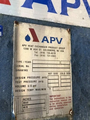 APV SR6GHMGS10 31 Plate & Frame Heat Exchanger 150PSI -20-275°F