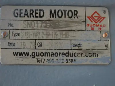 Guomao GFA87-YVP2.2-6P-179.79-M3 Gear Motor 10rpm 2.2kw 480V 3PH Hollow Shaft