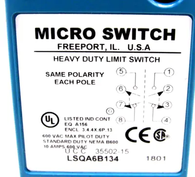 NEW HONEYWELL MICRO SWITCH LSQA6B134 LIMIT SWITCH