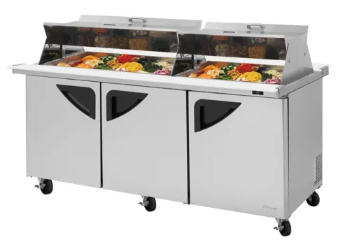 Turbo Air TST-72SD-30-N-DS 72 5/8" Super Deluxe Mega Top Dual Sided Sandwich/Salad Prep Table w/ Refrigerated Base, 115v