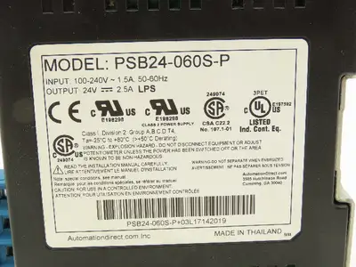 Rhino PSB24-060S-P Power Supply 1PH 100-240V 1.5A Input 24V 2.5A Output