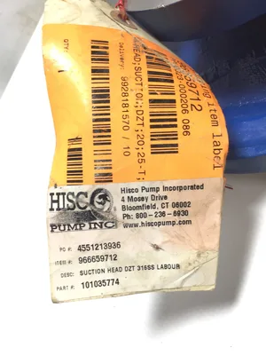 Hisco 966659712 – 101035774 Pump Suction Head DZT 316 Stainless Steel Labour