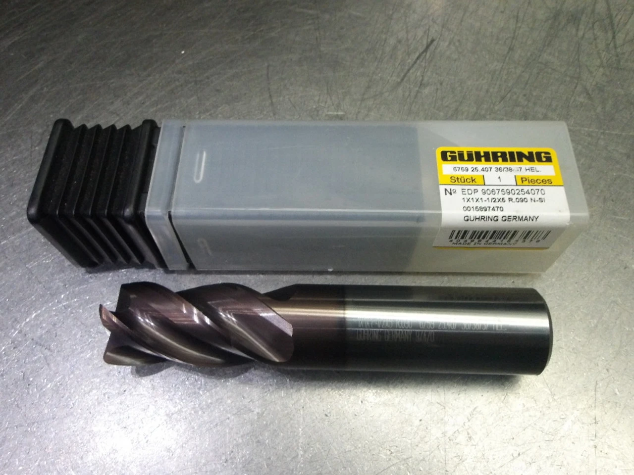 Guhring 1" 4 Flute Carbide CR Endmill 1" Shank .090" R 9067590254070 (LOC2408B)