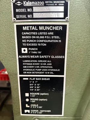 2011 KALAMAZOO METAL MUNCHER MM70A Ironworkers | Westbrook Engineering (8)