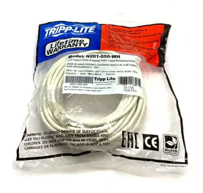 New | in-Stock Tripp Lite Cat6 Gigabit White Snagless Patch Cable Cable & Wire Michigan US | Maverick Industrial Sales #1464081
