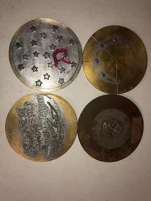 3444-700 Assorted Group Lot of 50 Antique Mixed Master Brocading Templates – Steel, Bronze and Brass Material
