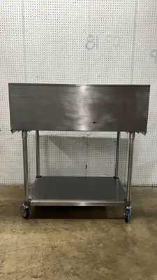 Used Falcon Restaurant Supply Used 48"x 30" Stainless Steel Table with Casters and a 16" Backsplash - FG Food Prep Tables Illinois US | Falcon Restaurant Supply #1374938
