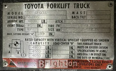 Used 2006 TOYOTA 42-6FGCU25 Misc Forklifts Ontario CA | Brighton Woodworking Machinery #1519864