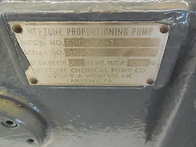 NEW NEPTUNE CHEMICAL PUMP CO. 620-N3-15 PROPORTIONING PUMP 620N315