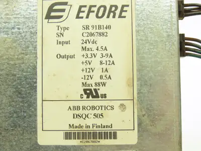 ABB EFORE SR 91B140 Power Supply ATX Cables 24VDC In 3.3V 5V 12V -12V DC Out
