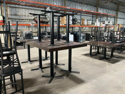 Used LOT OF (5) BARTOP TABLES WITH WOODED TOPS AND METAL LEGS Preparation Tables Michigan US | Miedema Asset Management Group #1761567