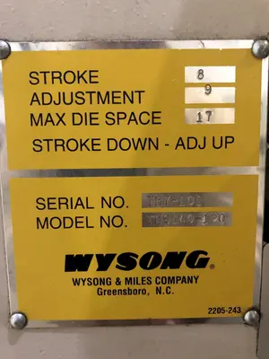 140 TON X 10' WYSONG MODEL #THS140-120 "HIGH SPEED" HYDRAULIC PRESS BRAKE