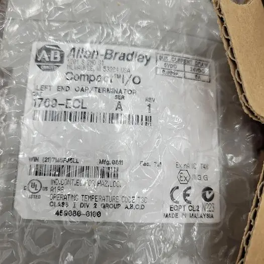 NEW ALLEN BRADLEY ALLEN-BRADLEY COMPACT I/O LEFT END CAP 1769-ECL SER. A REV. 1 *NEW* IN BOX