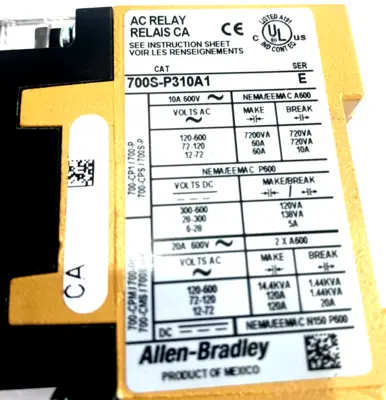 ALLEN BRADLEY 700S-P310A1 CONTROL RELAY SER. E 700SP310A1 NEW, SURPLUS