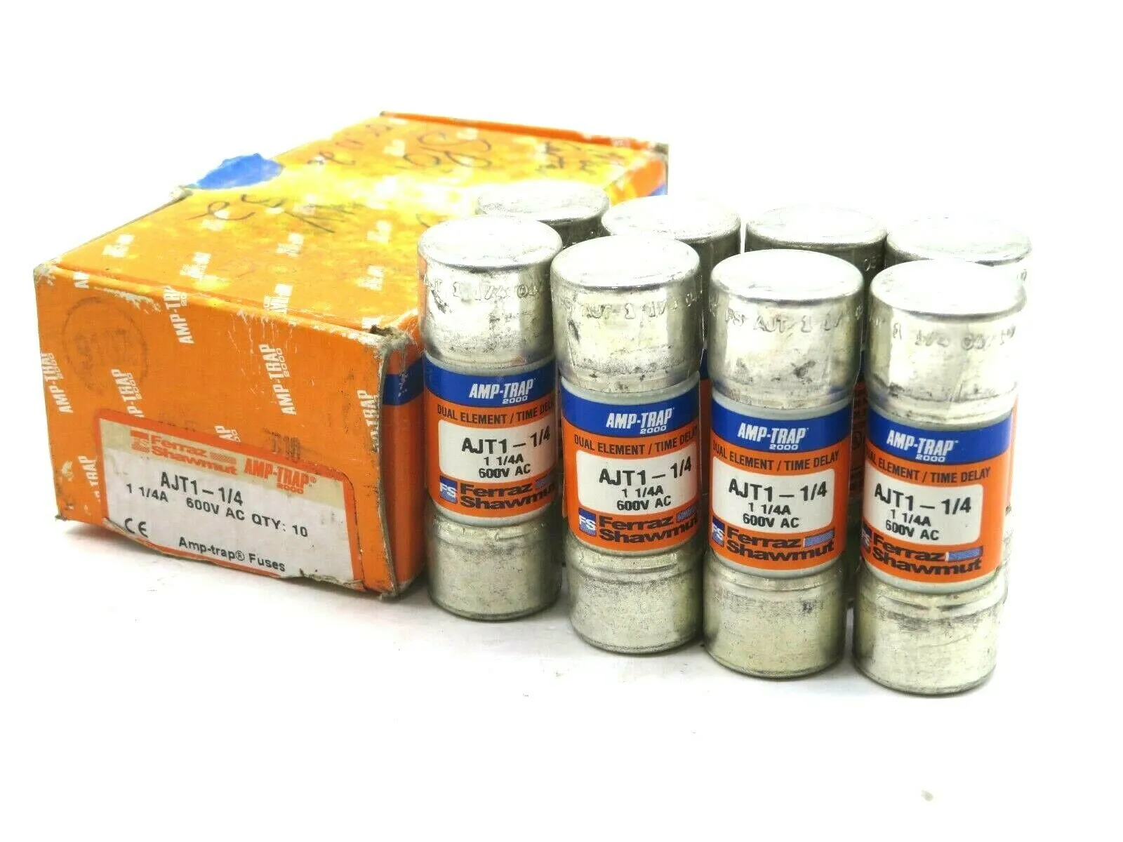 NEW LOT OF 8 FERRAZ SHAWMUT AJT1-1/4 1 1/4AMP 600AC AJT114