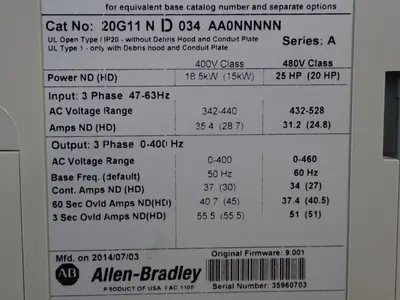 USED 2014 ALLEN BRADLEY 20G11ND034AA0NNNNN