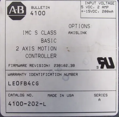 USED ALLEN BRADLEY 4100-202-L MOTION CONTROLLER SER.A 4100202L