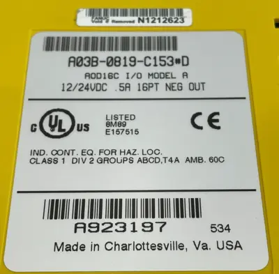 NEW FANUC A03B-0819-C153#D INTERFACE MODULE 12/24VDC 5A 16PT A03B0819C153D