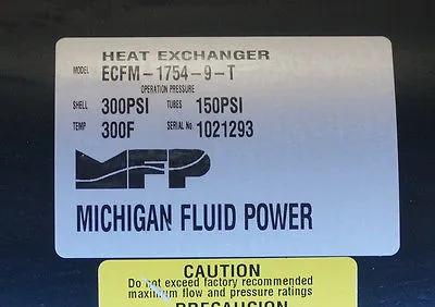 NEW MICHIGAN FLUID POWER ECFM-1754-9-T HEAT EXCHANGER ECFM17549T