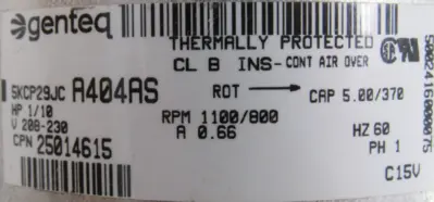 NEW GENTEQ 5KCP29JCA404AS MOTOR 208-230V