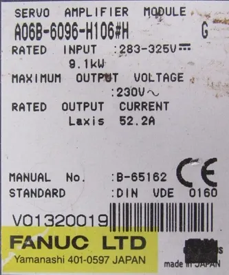 USED FANUC A06B-6096-H106#H SERVO AMPLIFIER MODULE A06B6096H106H