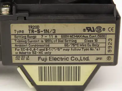 Fuji Electric SJ-1SG | TR-5-1N Motor Starter 7.5Hp 480V Heater 7-11A Lot of 5