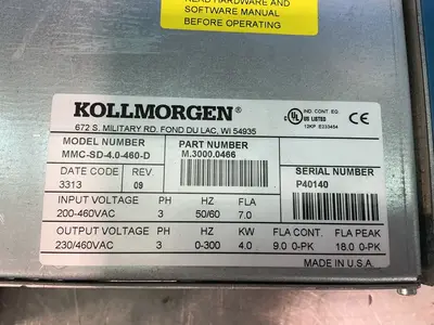 Used KOLLMORGEN MMCSD4.0460D Servo Drives Ohio US | HGR 24 #1330285