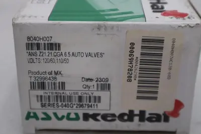 NEW ASCO REDHAT 8040H007 Solenoid Valve 2-Way/2-Position STOCK H298A
