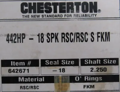NEW CHESTERTON 642671 PUMP SEAL 442HP-18 SPK RSC/RSC S FKM SIZE -18 2.250