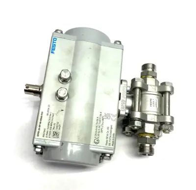 USED FESTO QUARTER TURN ACTUATOR 8047645 W/ 1686632 BALL VALVE