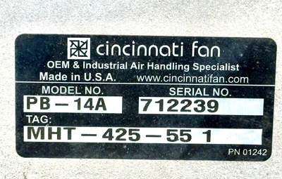 Used _UNKNOWN_ PB-14A Centrifugal Fans West Virginia US | Cooper Industries #1409163