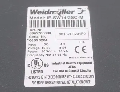 USED WEIDMULLER IE-SW14/2SC-M CONTROL MODULE 8845780000