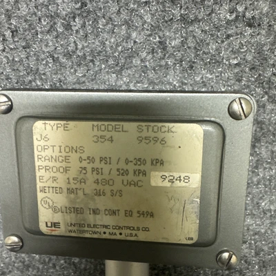 Used United Electric Controls J6-354 Pressure Switches California US | Davliegogo LLC #1708158