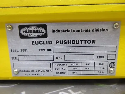 Hubbell 58441-023 Euclid Pushbutton 3R Enclosure 120/240 V 6A AC .55/1.1A DC New