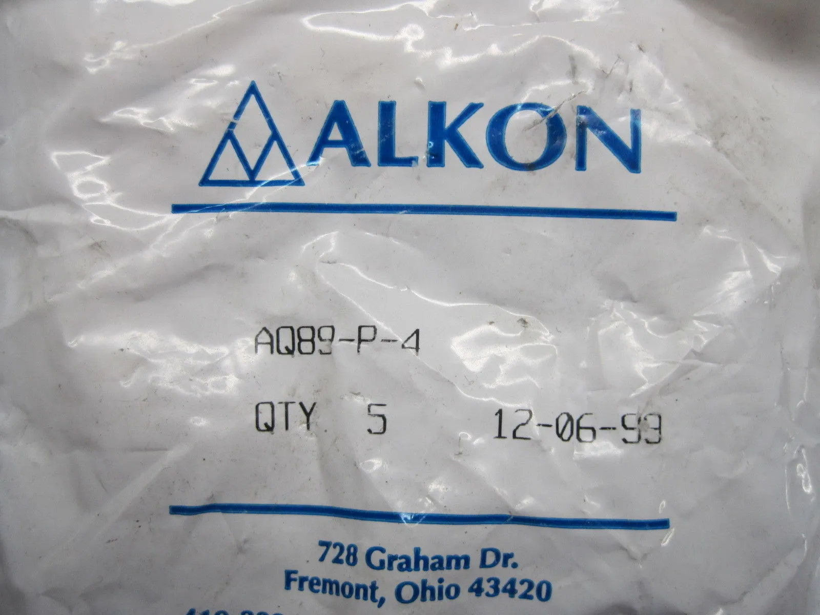 NEW ALKON AQ89-P-4 FITTING LOT OF 5