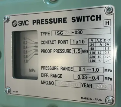 NEW SMC ISG230-030 PNEUMATIC PRESSURE SWITCH ISG230030