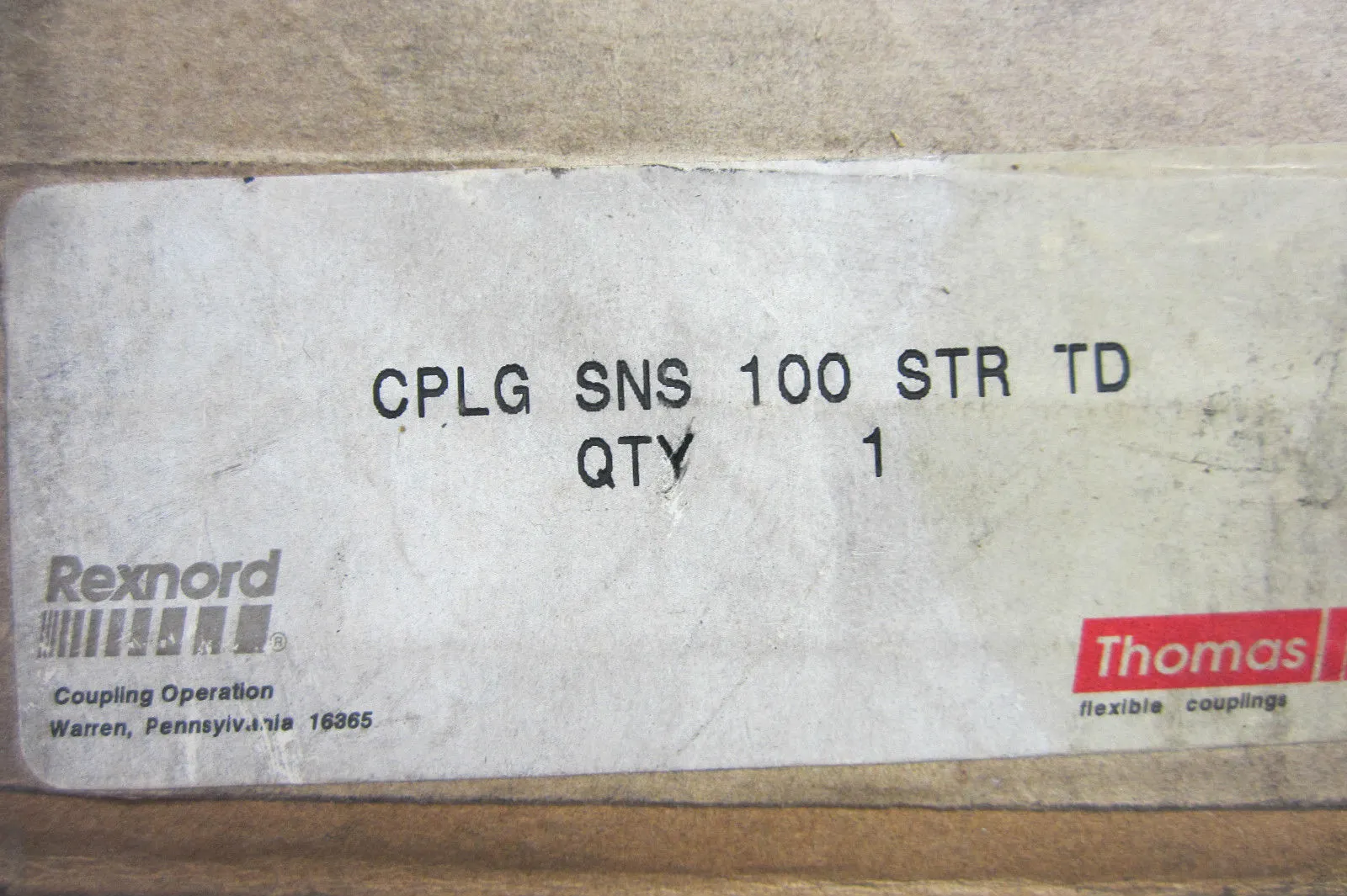 NEW REXNORD THOMAS CPLG-SNS-100-STR-TD HUB