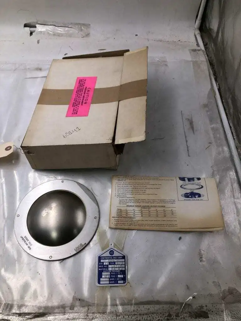 Continental Disc Corp. 65141 4″ SS/NI Rupture Disc 210PSIG 200°F  -NIB