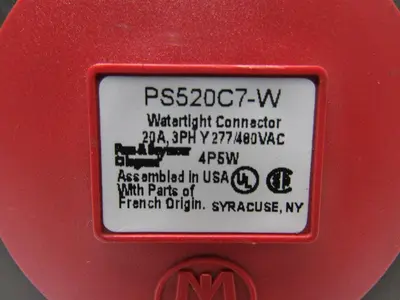 Pass Seymour Legrand PS520C7-W 4P5W Watertight Connector 20A 3PH 277/480V 4 Pin