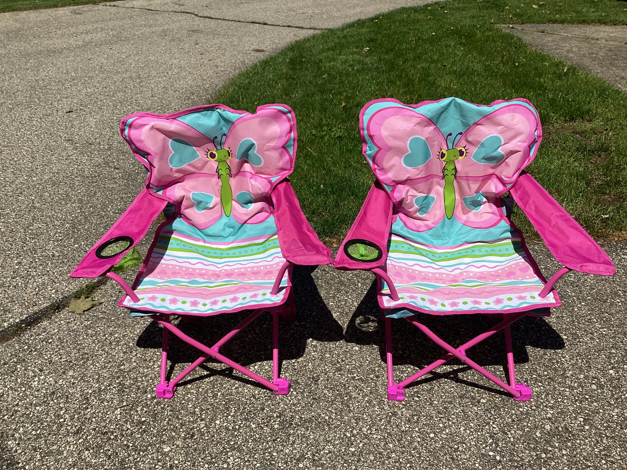 Two new Melissa & Doug Sunny Patch Cutie Pie Butterfly Kids Folding Chairs.