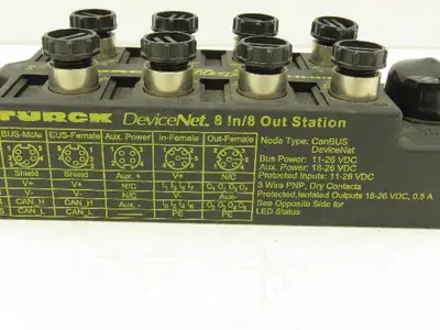 Turck CDN-IOM-88-0036 Bus Stop Device Net 8 In/8 Out Station 11-26VDC Input