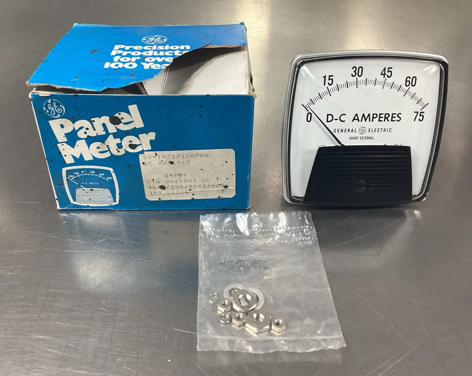 GENERAL ELECTRIC 50-162121GBPB6 DC AMP PANEL METER 0-75A 5E-16